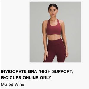 lululemon Invigorate bra in mulled wine